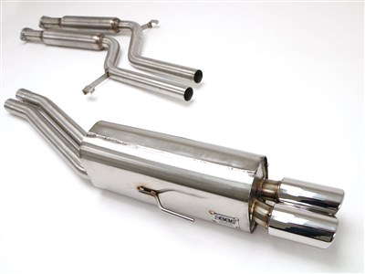 BBE FBMW-0330 Cat-Back Exhaust 3" Single Side Twin Round Rolled-Edge Tips for 1989-1993 BMW 535i