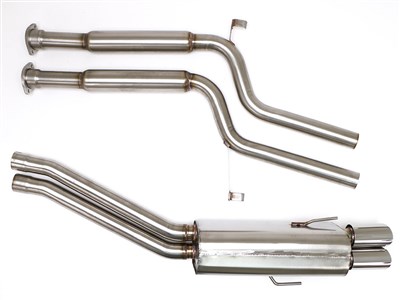 BBE FBMW-0400 Cat-Back Exhaust 3" Single Side Twin Round Rolled-Edge Tips for 1988-1992 BMW 735i