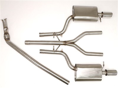 BBE FPIM-0504 Cat-Back Exhaust 3-1/2" Twin Round Tips for 2005-2008 Audi A4 Quattro B7 Tiptronic