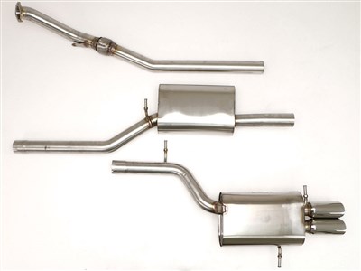 BBE FPIM-0505 Cat-Back Exhaust 3" Twin Round Double-Wall Tips for 1997-2001 Audi A4 Quattro B5