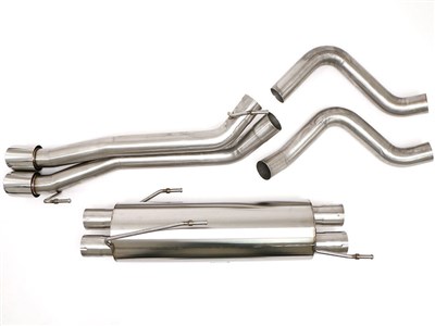 BBE FTRU-0440 Cat-Back Exhaust 4" Twin Round Double-Wall Tips for 2004-2005 Ram SRT-10