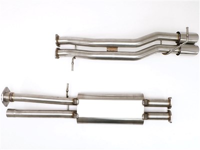 BBE FTRU-0541 True Dual Cat-Back Exhaust 4" Single Side Twin Round Tips for 2003-2006 Hummer H2