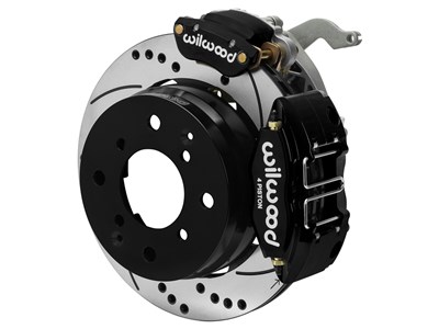 Wilwood 140-17475-D Powerlite/MC4 Rear 11.38" Brake Kit w/Lines & Cables, Drilled, Black, 1970-1976