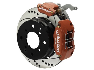 Wilwood 140-17475-DR Powerlite/MC4 Rear 11.38" Brake Kit w/Lines & Cables, Drilled, Red, 1970-1976 P