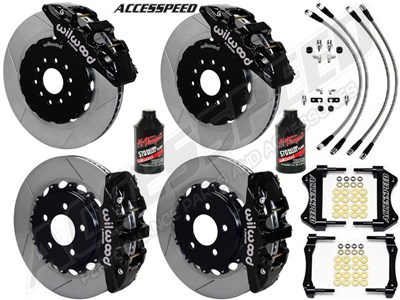 Wilwood AERO6 14.25" Front & Rear Big Brake Kit Black, Slotted, Brake Lines+Fluid 2014-2019 Corvette