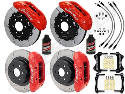 Wilwood TX6R Front & TX4R Rear 16" Big Brake Kit Red With Lines & Fluid for 2000-2006 GM 1500 Truck