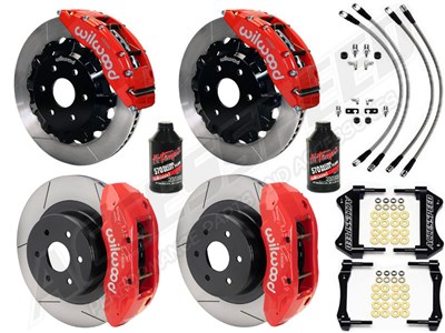 Wilwood TC6R Front & TX4R Rear 16" Brake Kit Red Slotted With Lines & Fluid for 2000-2006 GM 1500