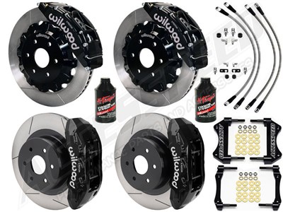 Wilwood TC6R Front & TX4R Rear 16" Brake Kit Black Slotted With Lines & Fluid for 2000-2006 GM 1500