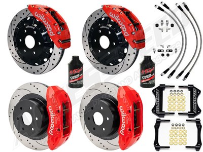 Wilwood TX6R Front & TX4R Rear 16" Big Brake Kit Drilled Red W/Lines & Fluid for 2000-2006 GM 1500