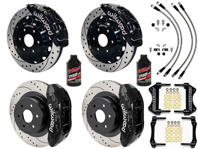 Wilwood TX6R Front & TX4R Rear 16" Big Brake Kit Drilled Black W/Lines & Fluid for 2000-2006 GM 1500