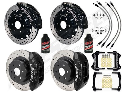 Wilwood TX6R Front & TX4R Rear 16" Big Brake Kit Drilled Black W/Lines & Fluid for 2007-2018 GM 1500