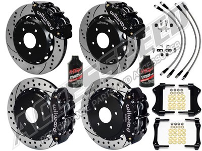 Wilwood SL6R 14" Front & SL4R 13" Rear Brake Kit Drilled Rotors Brake Lines 2007-2018 Wrangler JK