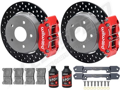 Wilwood Rear UTV Big Brake Kit Combo with Fluid, Red, Drilled, 2022-up Polaris RZR Turbo & Pro R